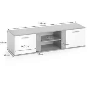 Produktbild für Lowboard Vicco Novelli, aus Holz, beton / weiß