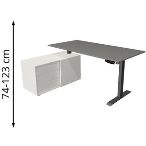Schreibtisch Kerkmann Move 1, 2168, graphit, mit Sideboard