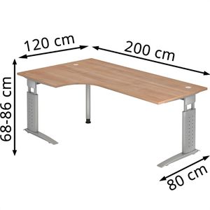 Produktbild für Schreibtisch Hammerbacher U-Serie, nussbaum / silber