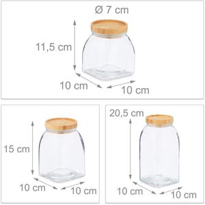 Produktbild für Vorratsglas Relaxdays 10030940 mit Bambusdeckel