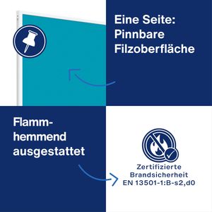 Produktbild für Tischtrennwand Magnetoplan VarioPin, 1108004, türkis