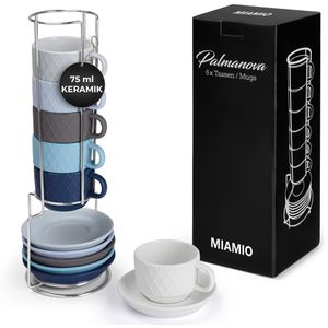 Produktbild für Espressotassen Miamio Palmanova Ocean, blau / grau / weiß