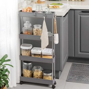 Produktbild für Nischenregal Songmics KSC008G01, grau, mit Rollen
