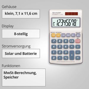 Produktbild für Taschenrechner Sharp EL-250S, MwSt-Berechnung