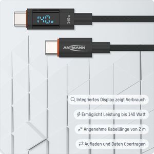 Produktbild für Ladekabel Ansmann 1700-0171, anthrazit, 2m