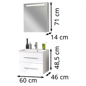 Produktbild für Waschtisch Fackelmann B.clever, mit Spiegelschrank, weiß