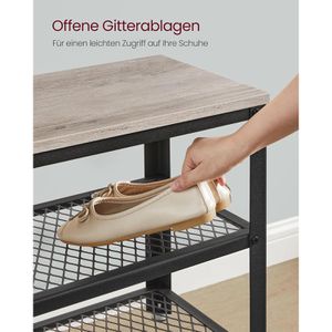 Produktbild für Schuhbank Vasagle LBS078K01, schwarz / graubraun, aus Metall