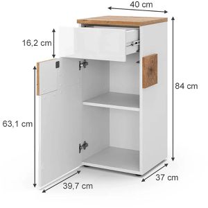 Produktbild für Badschrank Vicco Eden, weiß hochglanz / eiche