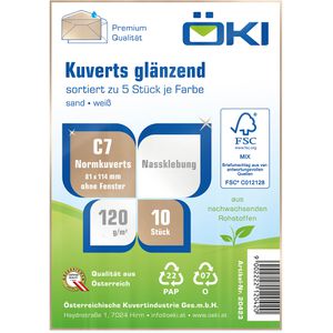 Produktbild für Briefumschläge ÖKI 20423, weiß/sand glänzend, Mini