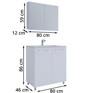 Produktbild für Waschtisch VCM Badinos, 914345, mit Spiegelschrank, weiß