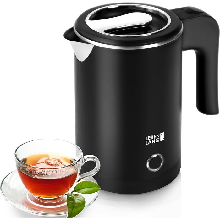 LEBENLANG Wasserkocher Reisekocher, schwarz, 0,5 Liter, 600 Watt, mit  Edelstahlgehuse  Bttcher AG