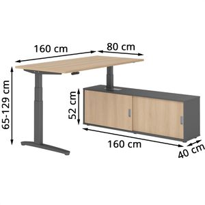 Produktbild für Schreibtisch Hammerbacher XBHM, 30708, eiche, mit Sideboard