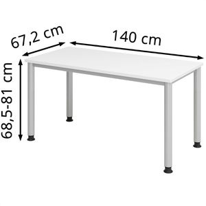 Produktbild für Schreibtisch Hammerbacher H-Serie, weiß / silber