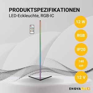 Produktbild für Stehlampe Enovalite ELED700160 LED, schwarz, 140 cm
