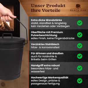 Produktbild für Ascheeimer Black-Oak Etna, schwarz, mit Deckel