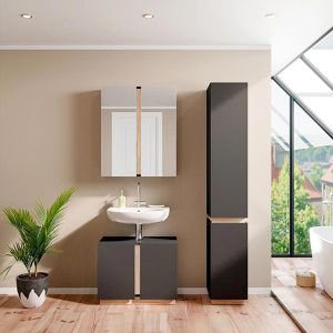 Produktbild für Badmöbel-Set Vicco Gloria, anthrazit, 3-teilig