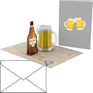 papercrush Grußkarten Bier, 130 x 180mm, Pop-Up Karte, mit Umschlag