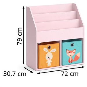 Produktbild für Bücherregal Vicco Luigi, rosa, mit 2 Faltboxen