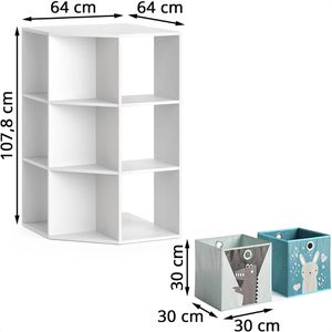 Produktbild für Bücherregal Vicco Luigi, weiß, mit 6 Faltboxen