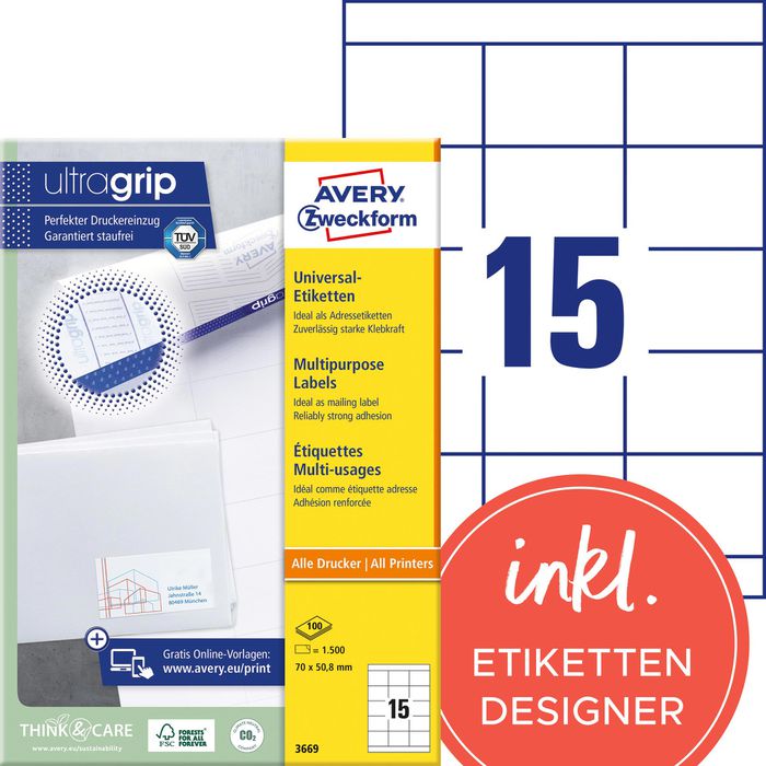 Avery Zweckform Etiketten Etiketten rund A4 80mm 10 Bogen/60 Etiketten