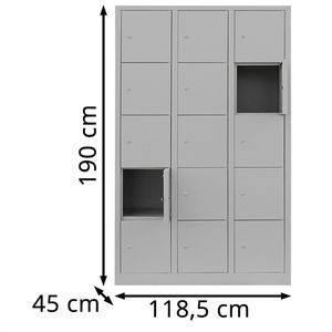Produktbild für Schließfachschrank Lüllmann XL, 523930, lichtgrau