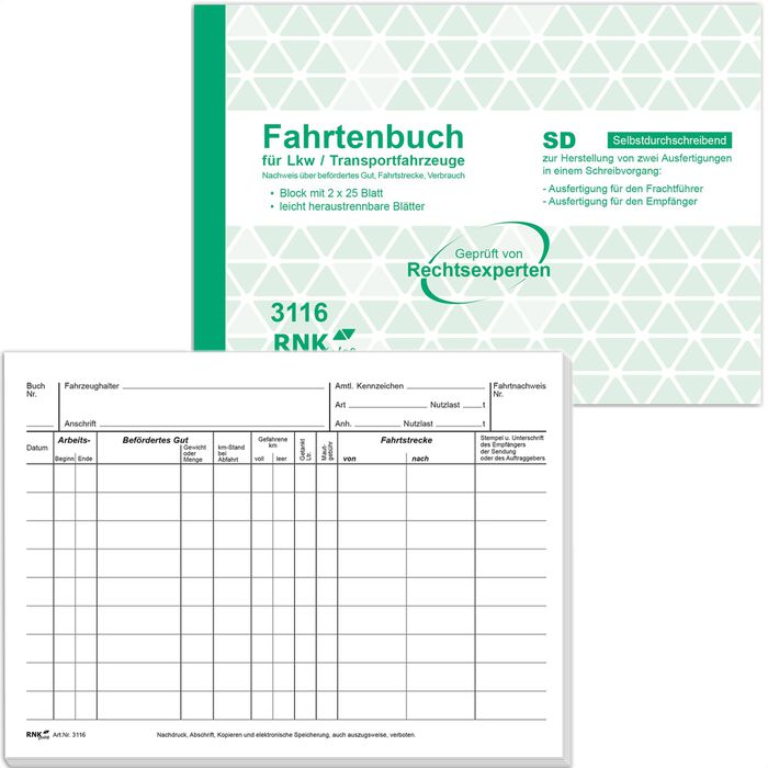 Idena Fahrtenbuch 10844, A6 quer, für PKW, vom Finanzamt anerkannt, 39  Blatt – Böttcher AG