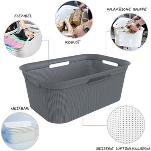 Produktbild für Wäschekorb Rotho Brisen, anthrazit, mit 4 Griffen