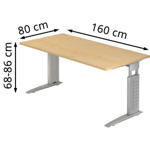 Produktbild für Schreibtisch Hammerbacher U-Serie, ahorn / silber
