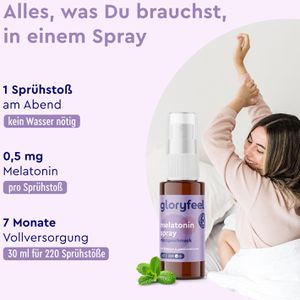 Produktbild für Melatonin gloryfeel Spray Minze, 30 ml für 220 Nächte