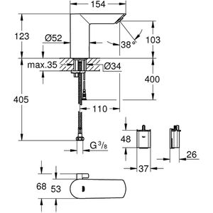 Produktbild für Waschtischarmatur GROHE Bau Cosmopolitan E, verchromt