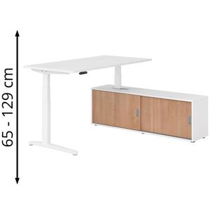 Produktbild für Schreibtisch Hammerbacher XBHM, 31095, weiß, mit Sideboard