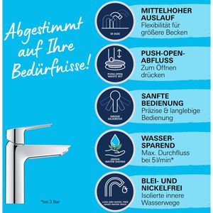 Produktbild für Waschtischarmatur GROHE Start M-Size, 24204002, verchromt