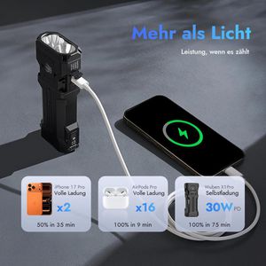 Produktbild für Taschenlampe Wuben X1 Pro schwarz, LED, aufladbar