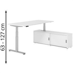 Schreibtisch Hammerbacher XDSM, 29788, weiß, mit Sideboard