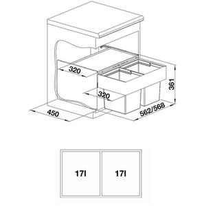 Produktbild für Einbaumülleimer BLANCO Select II 60/2 Compact