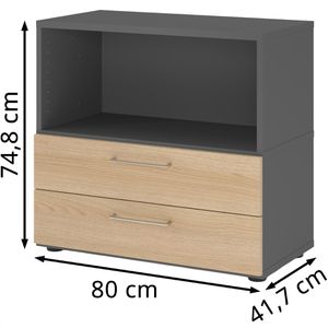 Produktbild für Kombischrank Hammerbacher FW28S2, graphit / eiche