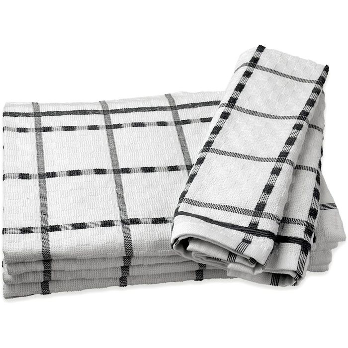 Zollner Geschirrtuch Quadra 45 x 60 cm, 100% Baumwolle, weiß-schwarz, kariert, 10 Stück – Böttcher AG