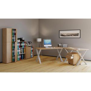 Produktbild für Schreibtisch VCM Lona, 916541, sonoma eiche / silber
