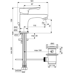Produktbild für Waschtischarmatur Ideal-Standard Alpha BC647AA, verchromt