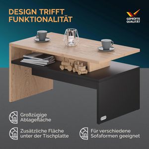 Produktbild für Couchtisch CASARIA Sacramento, aus Holz, eiche / anthrazit