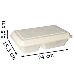 Produktbild für Menüboxen Papstar 89432 pure, weiß, aus Zuckerrohr