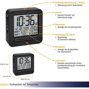 Produktbild für Wecker TFA 60.2536.01 schwarz, digital