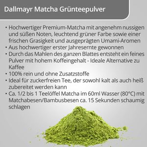 Produktbild für Matcha Dallmayr Grünteepulver Premium Qualität, BIO