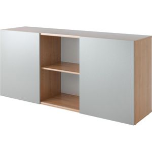 Sideboard Hammerbacher 1780, aus Holz, silber / nussbaum