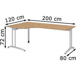 Produktbild für Schreibtisch Hammerbacher B-Serie, asteiche / silber