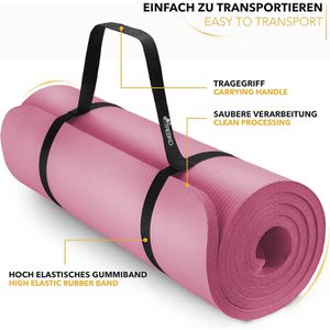 Produktbild für Yogamatte Tresko mit Tragegurt, rosa, 1 cm stark
