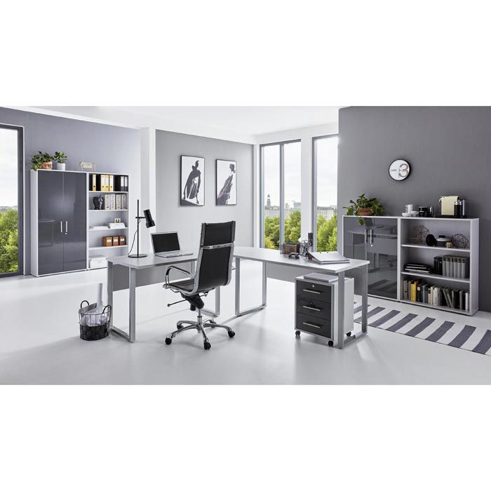 Schreibtisch, Büromöbel-Set / anthrazit, lichtgrau Rollcontai... BMG-Möbel 1, – 6-teilig, Böttcher Tabor AG Office