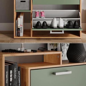 Produktbild für Schuhschrank Vicco Orlando, eiche / grün