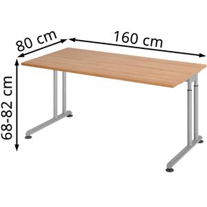 Produktbild für Schreibtisch Hammerbacher Z-Serie, nussbaum / silber