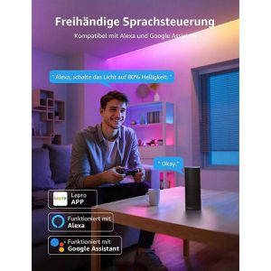 Produktbild für LED-Streifen Lepro S1 Smart KI, dimmbar, weiß + RGB